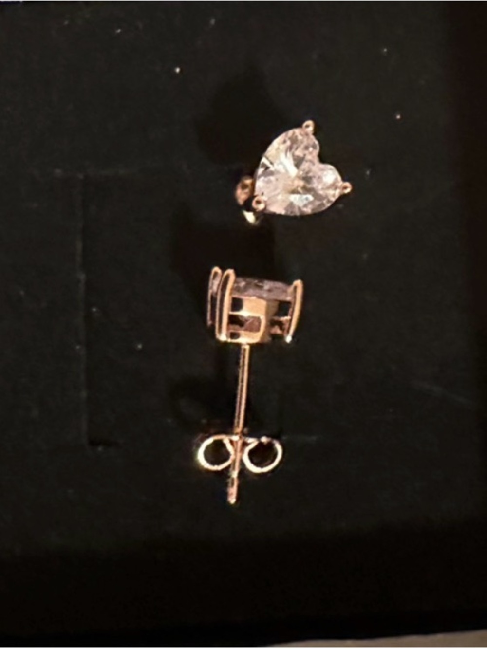 Heart Cubic Zirconia Stud Earrings in Rose Gold